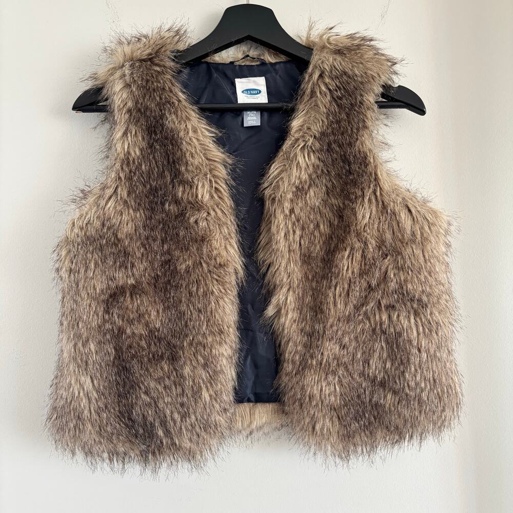 Old Navy Faux Fur Vest Brown Girl's Size XL